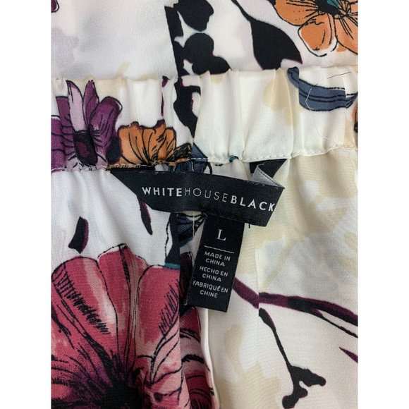 White House Black Market Satin Floral Off The Shoulder Blouse Size L - Picture 8 of 10